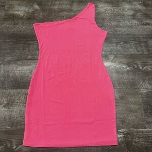 SNDYS By Revolve Hot Pink One Shoulder Mini Dress Size Large